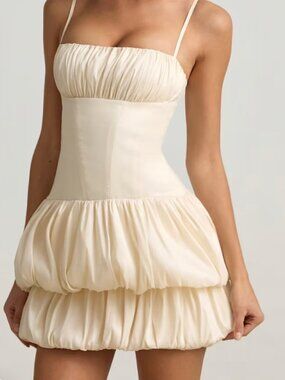 overload mesh bodycon corset mini dress in ivory Embellished Camisole Bodycon Mini Dress in Ivory - 4 main image 0
